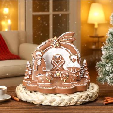 Imagem de VioraWhite Presépio de Natal de gengibre para ambientes internos, presépio de gengibre, decoração de resina, mesa de Natal, sagrada, família, centros de mesa, artigos religiosos, para festas, coleção