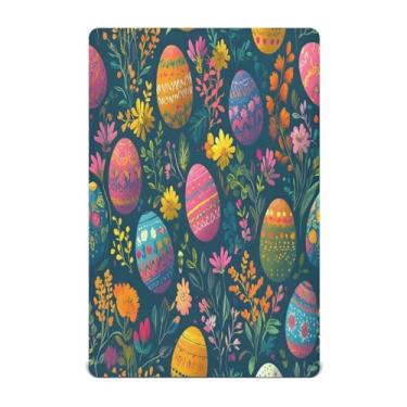 Imagem de STAYTOP Lindo lençol de berço com ovos de Páscoa para meninos e meninas, lençol com elástico para berço padrão e colchão infantil, de microfibra supermacia, 52 × 28 × 9 pol