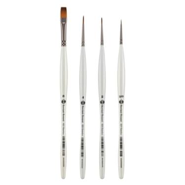 Imagem de Borciani e Bonazzi Pincel de tinta sintética Unico Fiamatto, conjunto sortido de 4 - para pintura acrílica e aquarela - cabo ergonômico, amigo dos animais, virola de latão, feito à mão na Itália