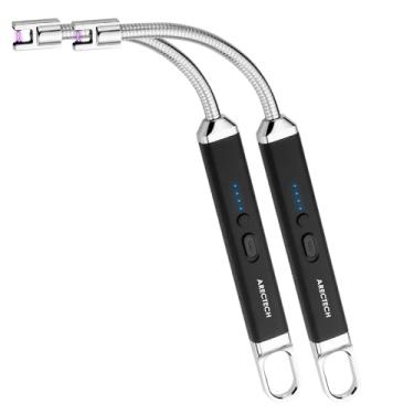 Imagem de ARECTECH Isqueiro Elétrico Arco Vela Sem Chama, Recarregável, USB, Isqueiros Longos para Cozinhar Velas, Churrascos, Fogos de Artifício, Preto, Pacote com 2