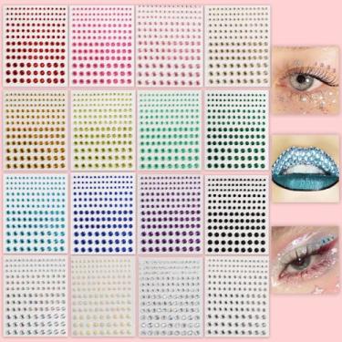 Imagem de 16 peças coloridas tamanho 3D redondas realistas lembrancinhas de festa temporárias presente de feriado DIY festival de música baile de máscaras para cabelo olhos rosto tatuagem temporária com