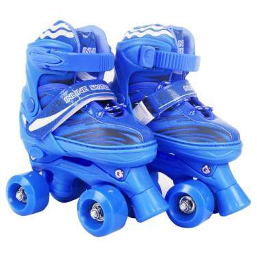 Imagem de Patins Infantil Roller 4 Rodas + Capacete Proteção Ajustável (Azul, S - 29 ao 32)