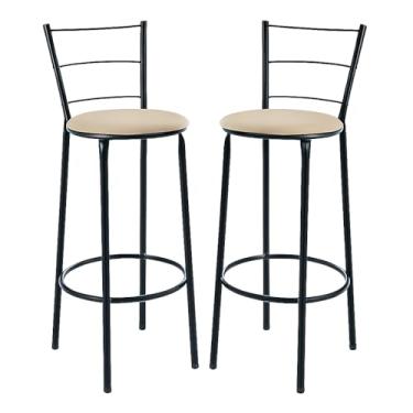 Imagem de Kit 2 Banquetas Alta Banco Bistro Desmontavel Preto Balcao Cozinha Área Gourmet 90cm Altura (VERMELHO) (BEGE)