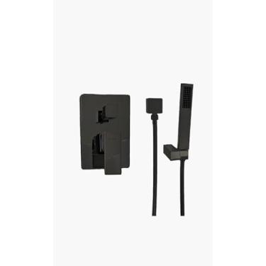 Imagem de Registro de Chuveiro Monocomando 4 Vias Completo com Base Padrão Konnen e Ducha Manual Square - Preto Fosco