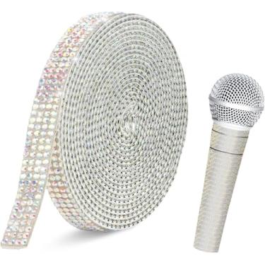 Imagem de Fita adesiva de strass para microfone: engrenagem brilhante para decoração de palco; fácil aplicação, durável, ideal para shows de eventos de karaokê (cor 3)