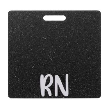 Imagem de PATIKIL Porta-cartão RN, 1 porta-cartão de identificação com glitter, etiqueta de identificação de nome horizontal RN acessórios para mulheres, colegas de trabalho, presentes de trabalho, preto