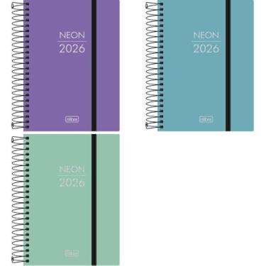 Imagem de Agenda 2026 Neon PP Espiral 176 fls. 117 mm x 164 mm | Pacote com 5
