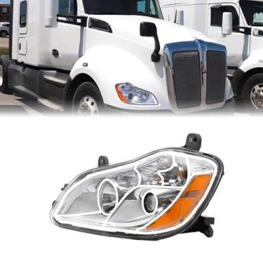 Imagem de Farol cromado adequado para Kenworth T680 2013-2021, par de faróis do lado esquerdo do motorista (lado esquerdo/do motorista)