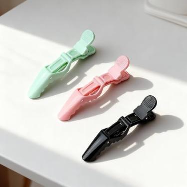 Imagem de 4 grampos de cabelo jacaré, grampos de cabelo profissionais de dentes largos, design de dobradiça dupla para seccionamento de cabelo (verde)