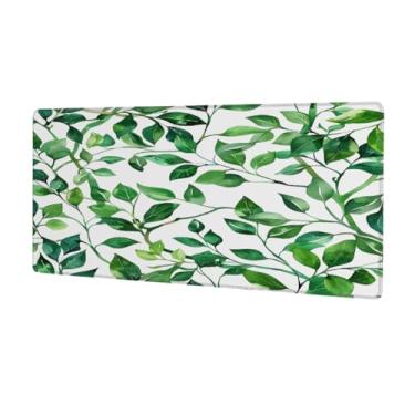 Imagem de Tapete de mouse retrô verde de folhas grandes à prova d'água para computador protetor de mesa com base de borracha antiderrapante para escritório, computador, teclado, laptop e mesa de casa, mouse pad