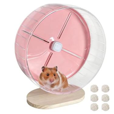 Imagem de Acsist Roda silenciosa para hamster, 26 cm, silenciosa, para hamster sírio, suporte antiderrapante e ajustável para gerbos, ratos ou outros animais de estimação pequenos, rosa