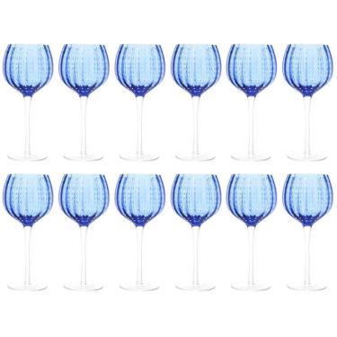 Imagem de Kit 12 Taças Para Vinho De Vidro Orquídea Azul 450ml Wolff