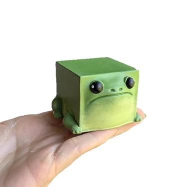 Imagem de Roomly Cute Frog Figurine - Square Frog Resin Desk Decor for Home Office Shelf Aesthetic - Funny Mini Animal Statue Gifts for Frog Lovers Desktop Accessories