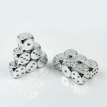 Imagem de Uzitnkzw 12 Pieces Electroplated Color 16mm D6 Dice 6 Sided Dice Set Round Corner Board Game Dice for RPG MTG DND Table Games