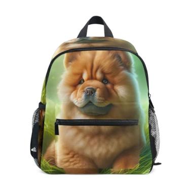 Imagem de GAIGEO Chow Chow Dog Cute Puppy Kids Mini Backpack, 10x4x12 In, Kindergarten Backpack for Boys Includes Water Bottle Pockets, Whistle Clip for Safety