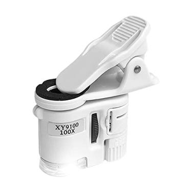 Imagem de Lupa de microscópio do tipo clip universal 100x com para celular luz LED integrada e detector moeda a maioria dos celulares