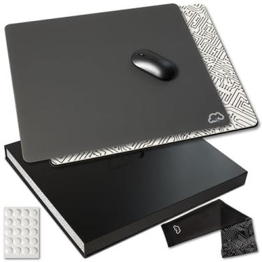 Imagem de Qloud Glass Mouse Pad grande, Pro Esports Glass Mousepad Gaming Pad para velocidade e precisão, mousepad Glasspad inclui capa para jogos, patins Ice Dot e pano de microfibra, 45 cm x 38 cm (03 - cinza