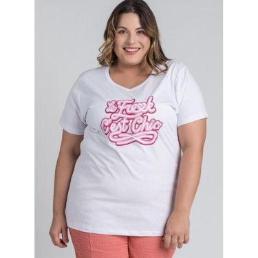 Imagem de T-shirt Feminina Plus Size Malha Algodão Estampada "Le Freak C'est Chic" - Serena-Feminino