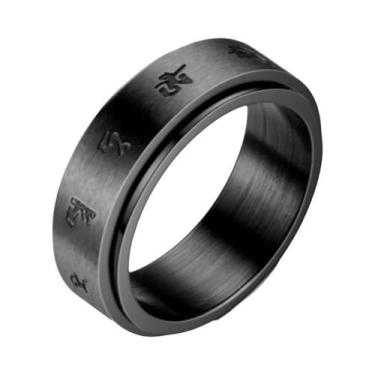 Imagem de Anel Fidget Spinner De Aço Inoxidável Preto De 8mm Para Homens E Mulhe