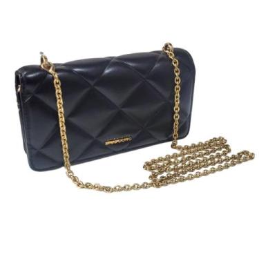 Imagem de Bolsa Feminina Matelassê Alça Corrente PRETA Transversal Lateral Ombro