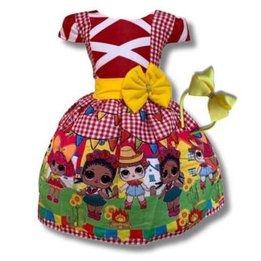Imagem de Vestido Infantil Temático Festa Junina Lol Xadrez - Bento E Maria Moda