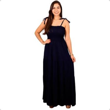 Imagem de Vestido Longo Lastex Feminino Moda Evangélica Alça Amarrar Soltinho Mo