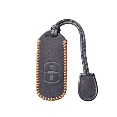 Imagem de Capa de couro para chave de carro compatível com Mazda 2 3 6 Axela Atenza CX-5 CX5 CX-3 CX-7 CX8 CX-9 2016 2017 2018 Smart 2/3 Botões Bolsa automática(YY-FMP-020-2-ORANGE)