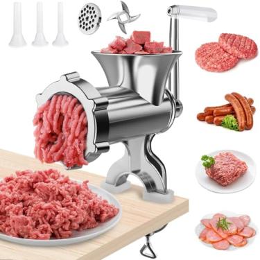 Imagem de Manual do moedor de carne - moedor de carne manual para máquina de salsicha de montagem em mesa, moedor de carne de porco, funil de enchimento de salsicha para hambúrguer caseiro, ferramenta de