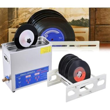 Imagem de NANZU Limpador ultrassônico de discos de vinil, limpador de discos LP, lavador de disco, limpador ultrassônico portátil de 6L, com temporizador digital e aquecedor, para retentor de relógios de joias