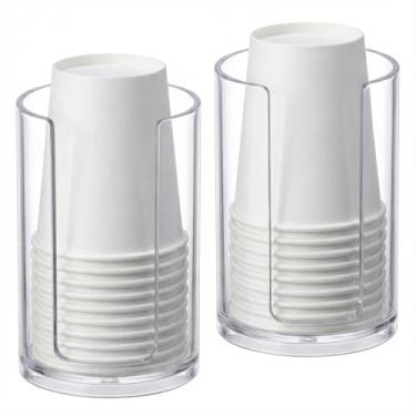 Imagem de Dispensador de copos para banheiro - comporta copos descartáveis de enxágue em bancadas de toucador