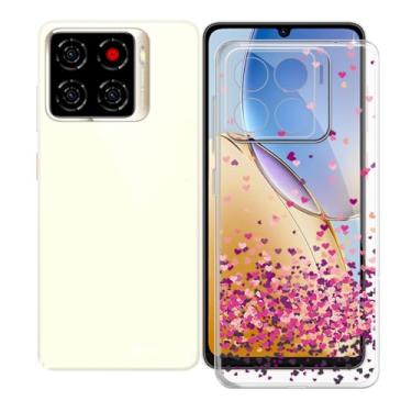 Imagem de KJYFOANI Capa para ZTE Blade A56 (6,7 polegadas), capa de proteção TPU de silicone macio transparente, capa antiqueda à prova de choque, capa traseira ultrafina para - Pink Love