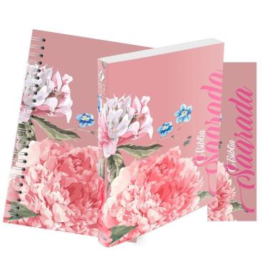 Imagem de Kit Rosa Florida - Planner + Bíblia Brochura NVT + Marca Página
