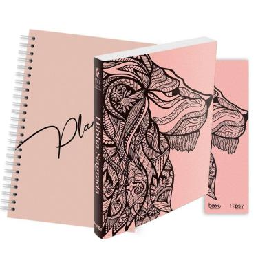 Imagem de Kit Leão Rosa - Planner Capa Lisa + Bíblia Brochura NVT + Marca Página