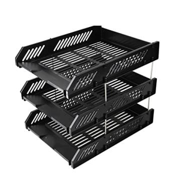 Imagem de Organizador de arquivos de mesa, organizador de escritório de grande capacidade, 3 camadas, empilhável, armazenamento de arquivos de escritório, materiais de papel, livros, canetas e cadernos, suporte