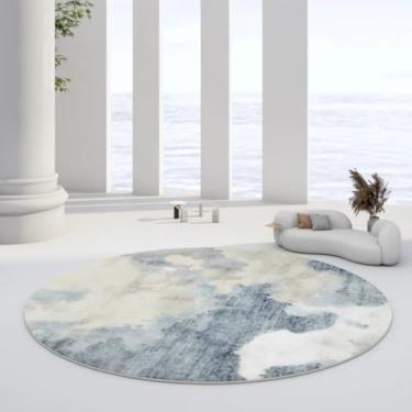 Imagem de Tapetes redondos de pelúcia estilo para decoração de quarto, tapetes para sala de estar, tapete macio para casa, carpete grosso e fofo (120x120 cm/9)