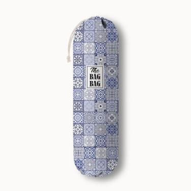 Imagem de Suporte de armazenamento de mercearia, organizador de sacolas de compras com padrão de azulejo de cerâmica, organizador para bolsa de compras, sacolas plásticas de parede, dispensadores de recipientes