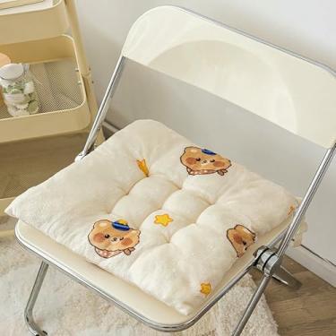 Imagem de Almofadas quadradas para assento, almofada macia de veludo para cadeira com amarras, almofada capitonê para cadeiras de cozinha, sala de jantar e escritório.