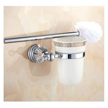 Imagem de Conjunto de escova de vaso sanitário e suporte, suporte de escova de vaso sanitário, conjunto de escova de vaso sanitário criativo para banheiro, vaso sanitário para banheiro (cor: dourado) (prata)