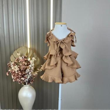 Imagem de Conjuntinho Moda Infantil Estilo Boho Chic Bata Camadas E Short Badado