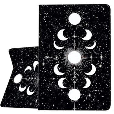 Imagem de ZHJLZQAI Capa para Samsung Galaxy Tab A11+ / Tab A9+ 11 polegadas 2025/2023, couro protetor fino, despertar/hibernar automaticamente, suporte de ângulo de visão ajustável. Fases da lua no espaço