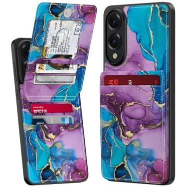 Imagem de Bemal Capa carteira para Samsung Galaxy S25 Edge com suporte para cartão, impressão moderna, bloqueio RFID, suporte de couro PU, fecho magnético, capa de telefone à prova de choque para mulheres e