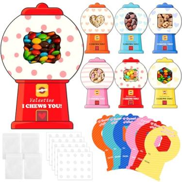 Imagem de OBUSATT 48 conjuntos de cartões de dia dos namorados para crianças, máquina de chiclete, cartões engraçados, cartão de troca de chiclete, presentes DIY para meninas, meninos, escola, sala de aula