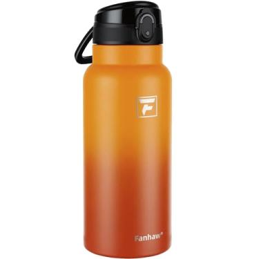 Imagem de Fanhaw Garrafa de água isolada de aço inoxidável de 947 ml com tampa – boca larga, à prova de vazamento, livre de BPA – ideal para crianças, adultos, esportes, academia e uso ao ar livre (laranja
