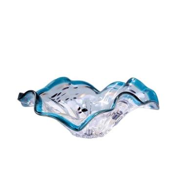 Imagem de Tigela de frutas de vidro - Tigela decorativa de vidro colorido para lanches de frutas doces - Peça central para casa, escritório, decoração de casamento, frutas, lanche, sobremesa, prato de frutas