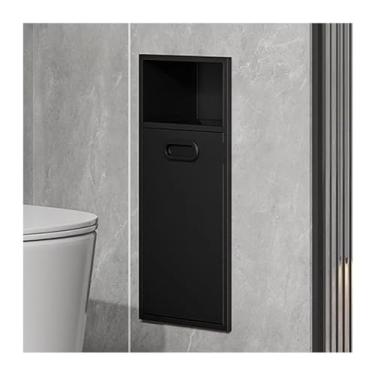 Imagem de Nicho de chuveiro de aço inoxidável, alcova de lata de lixo embutida, cozinha moderna quarto banheiro prateleira embutida na parede impermeável, melhoria da casa (cor: preto, tamanho: 20 x 50 x 14 cm