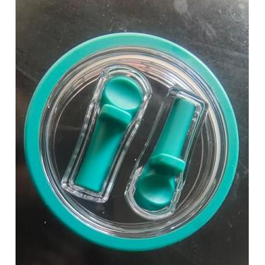 Imagem de Tampa de recipiente de substituição de canudo duplo para Stanley Quencher H2.0 1,134 g – Tampa transparente à prova de vazamento, compatível com Stanley Cup, Seafoam