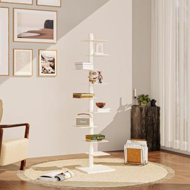 Imagem de Estante vertical multiuso para casa, torre de estante de metal, estante aberta moderna, estante vertical alta, estante flutuante invisível ideal, suporte de armazenamento multiuso (branco)