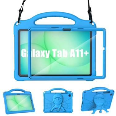 Imagem de Sanyetral Capa infantil para tablet Samsung Galaxy Tab A11 Plus 2026/A9 Plus 2023 de 11 polegadas, capa para Galaxy Tab A11+/A9+ com protetor de tela, alça protetora à prova de choque com alça de