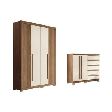 Imagem de Quarto Completo Modu +Cômoda QC330 Jatoba/Areia - Santos Andirá