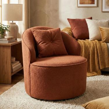 Imagem de Poltrona Orgânica Decorativa Confortável Amore Bouclê Terracota - Montanari`s Decor